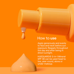 HUEGUARD® 3-in-1 Mineral Sunscreen, Moisturizer, Primer SPF 30
